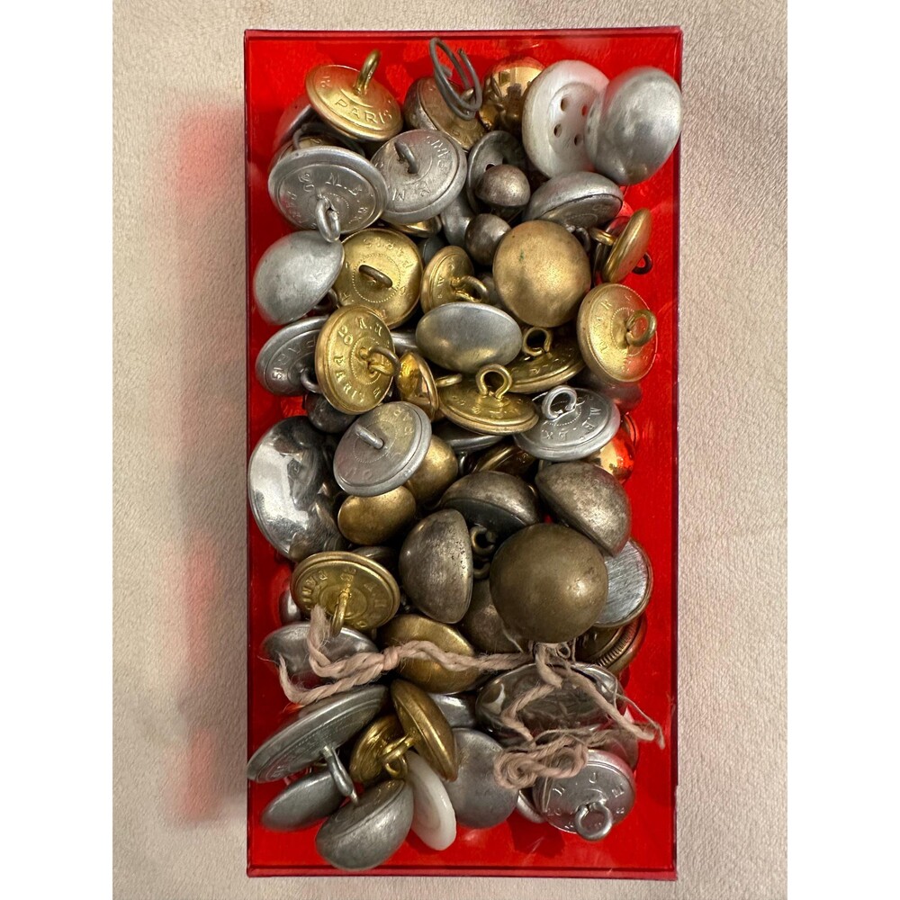 98+ Parisian Vintage and Antique Buttons, Mixed Gold and Silver Tones